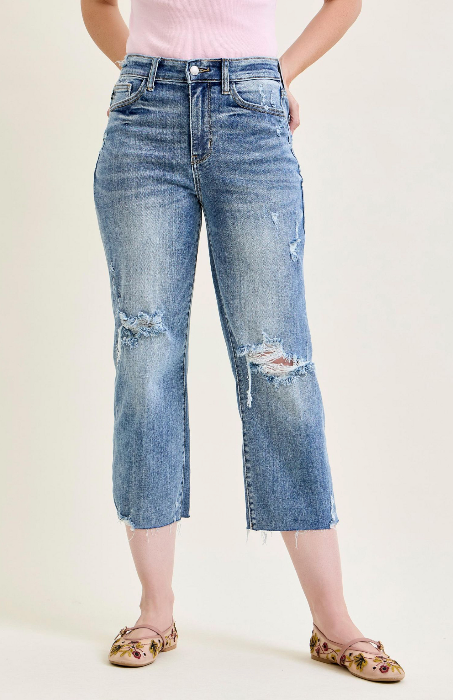 Judy Blues - High Waist Destroy Crop