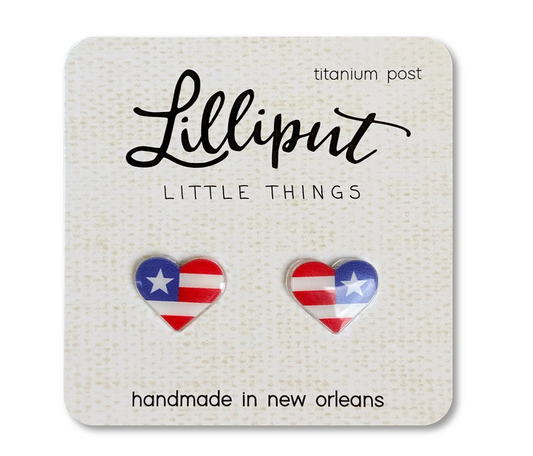 American Flag Heart Earrings