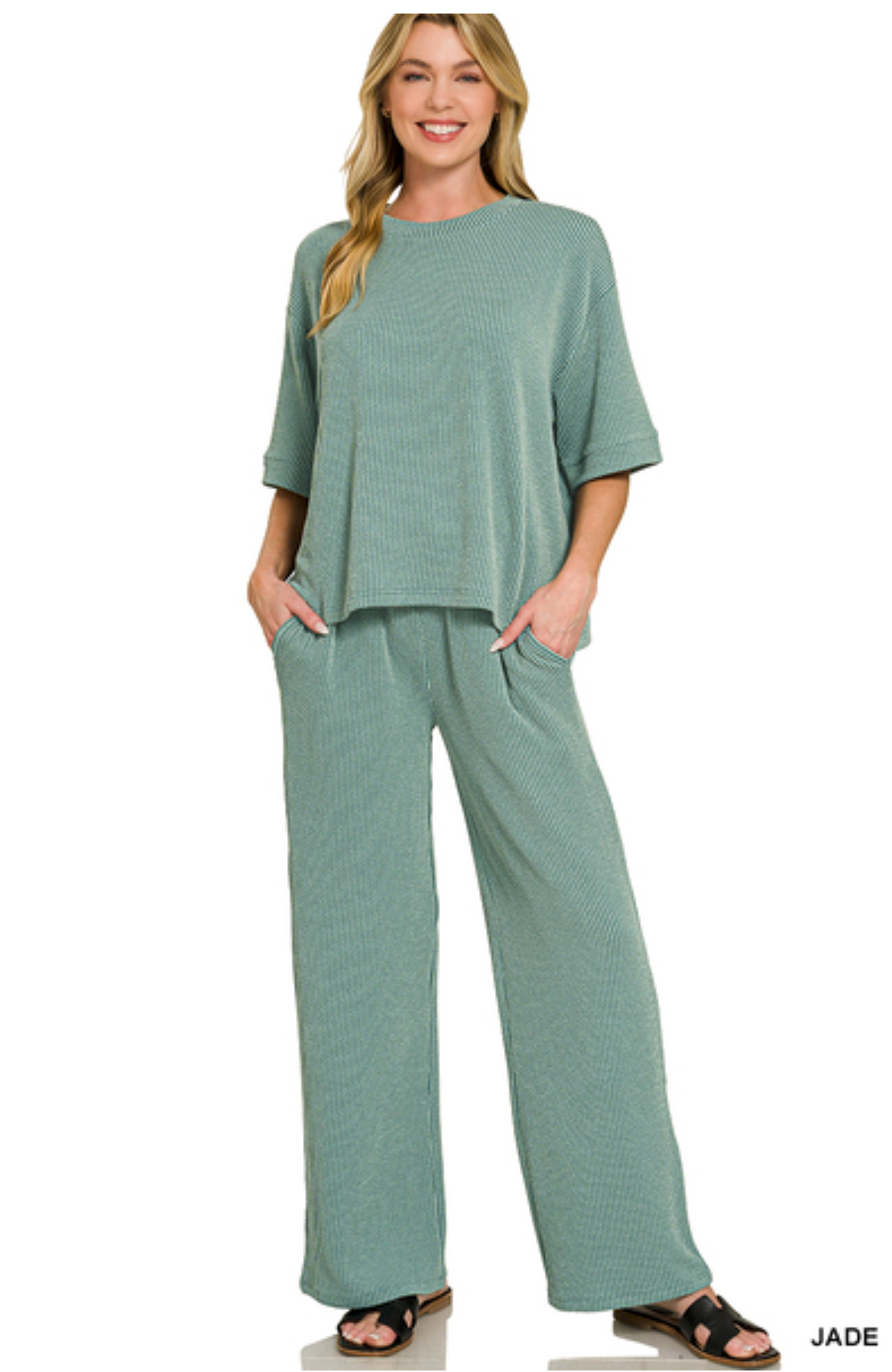 Jade Raised Ribbed Lounge Set