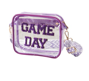 Purple Game Day Clear Crossbody Purse