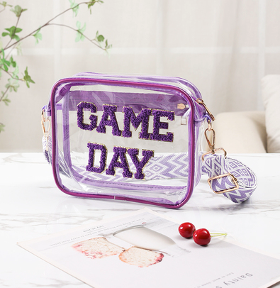 Purple Game Day Clear Crossbody Purse