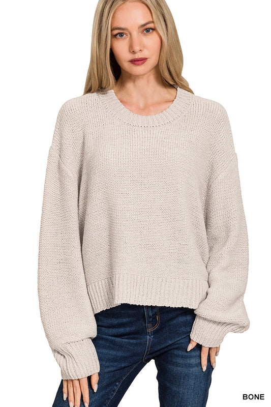 Bone Oversized Balloon Sleeve Sweater