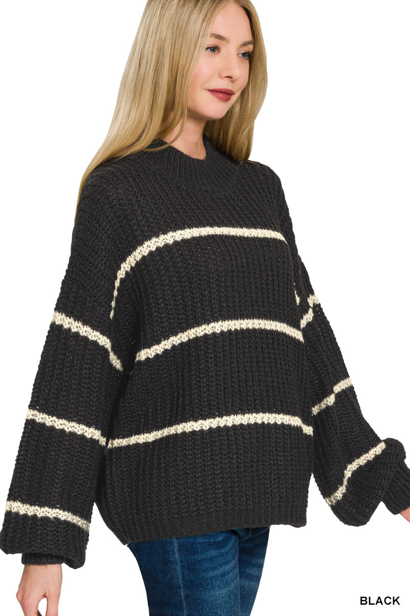 Black Oversized Striped Sweater