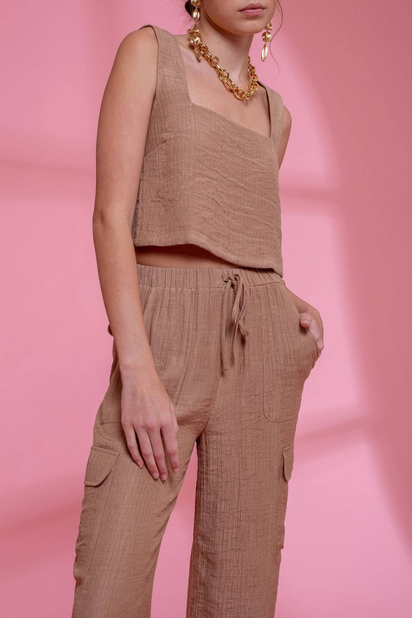 Olive Wide Leg Cargo Pants