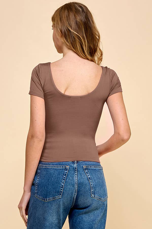 Brown Double Scoop Double Layered Top