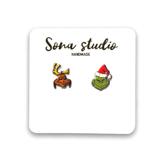 Grinch Christmas Earrings