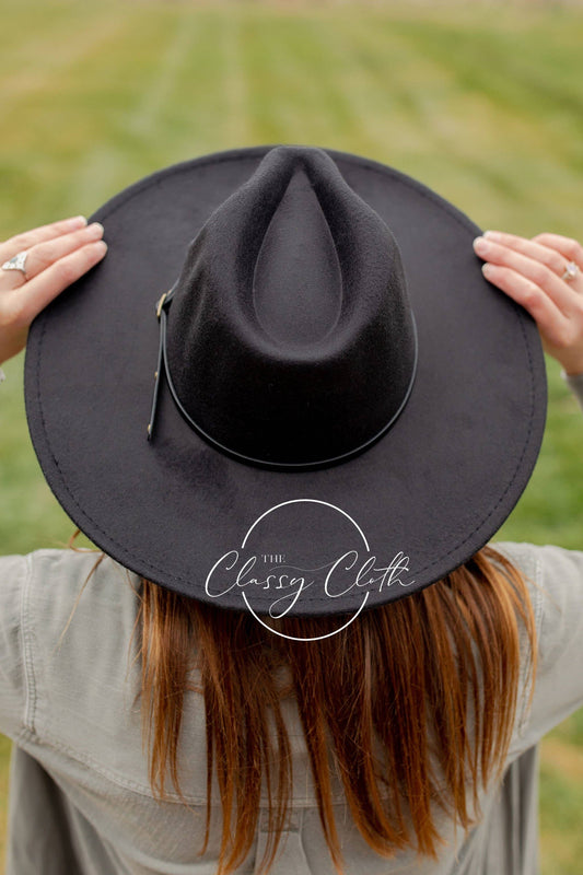 Black - Wide Brim Hat w/ Belt