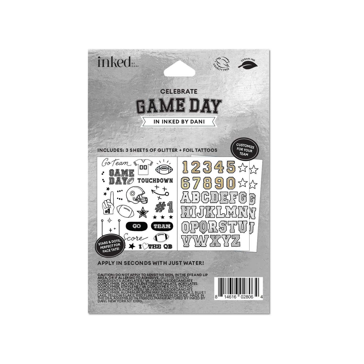 Game Day Temporary Tattoo Pack