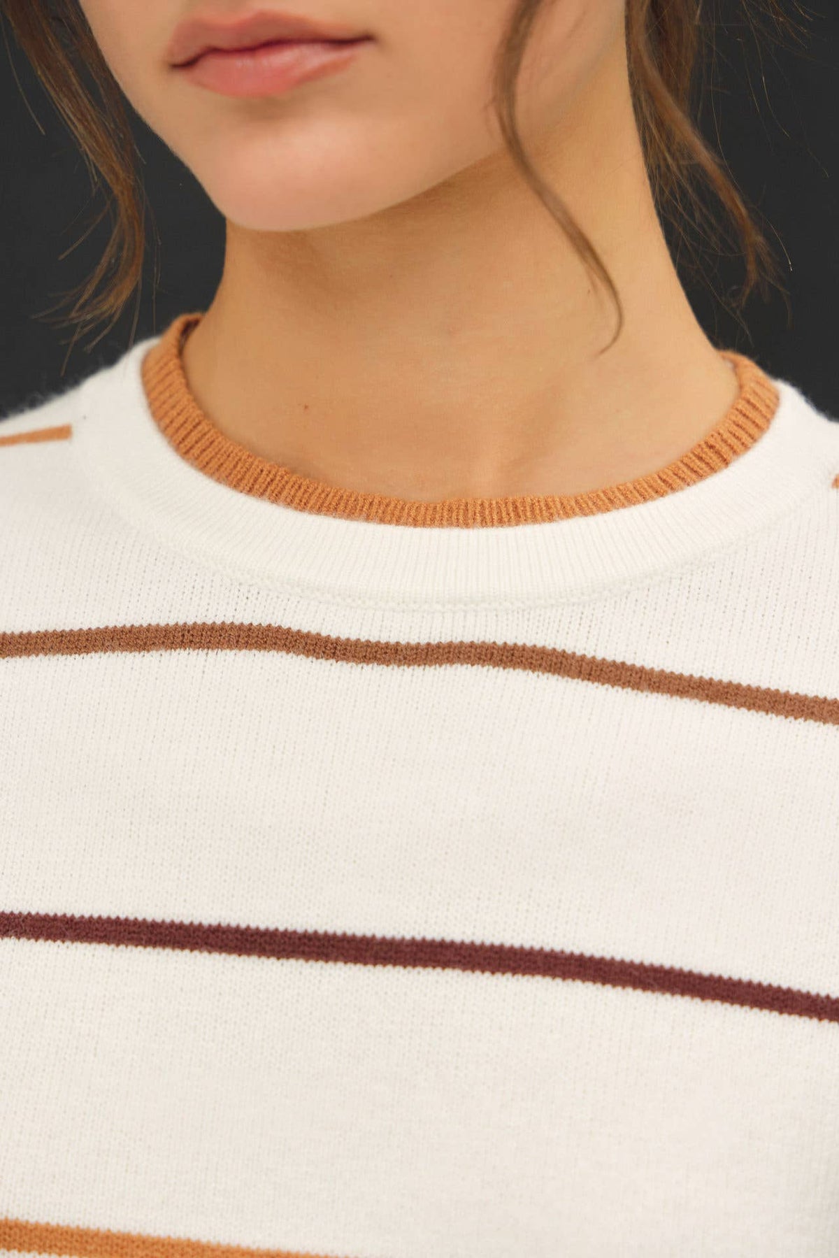 IVORY DOUBLE LAYERED STRIPED SWEATER