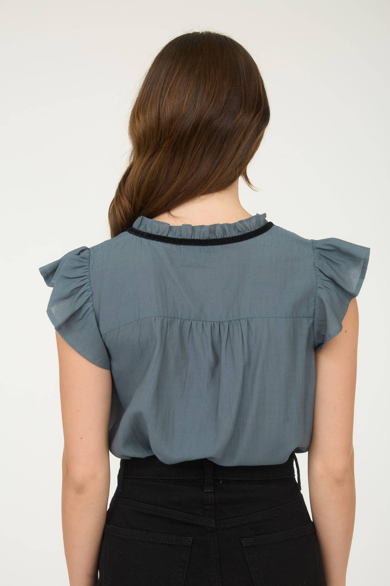Ivory Contrast Front Bow Short Sleeve Blouse