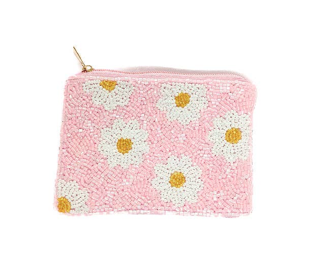 Flower Daisy Beaded Coin Purse