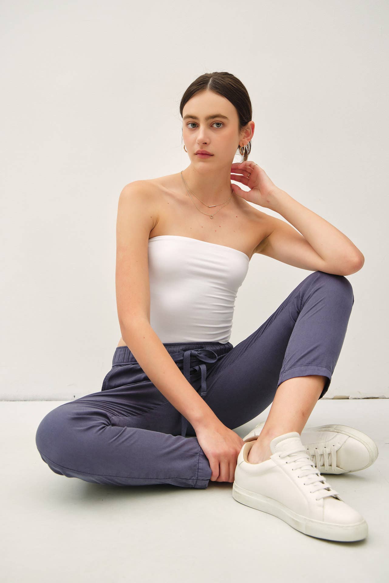SLATE BLUE LARA TENCEL ANKLE PANTS