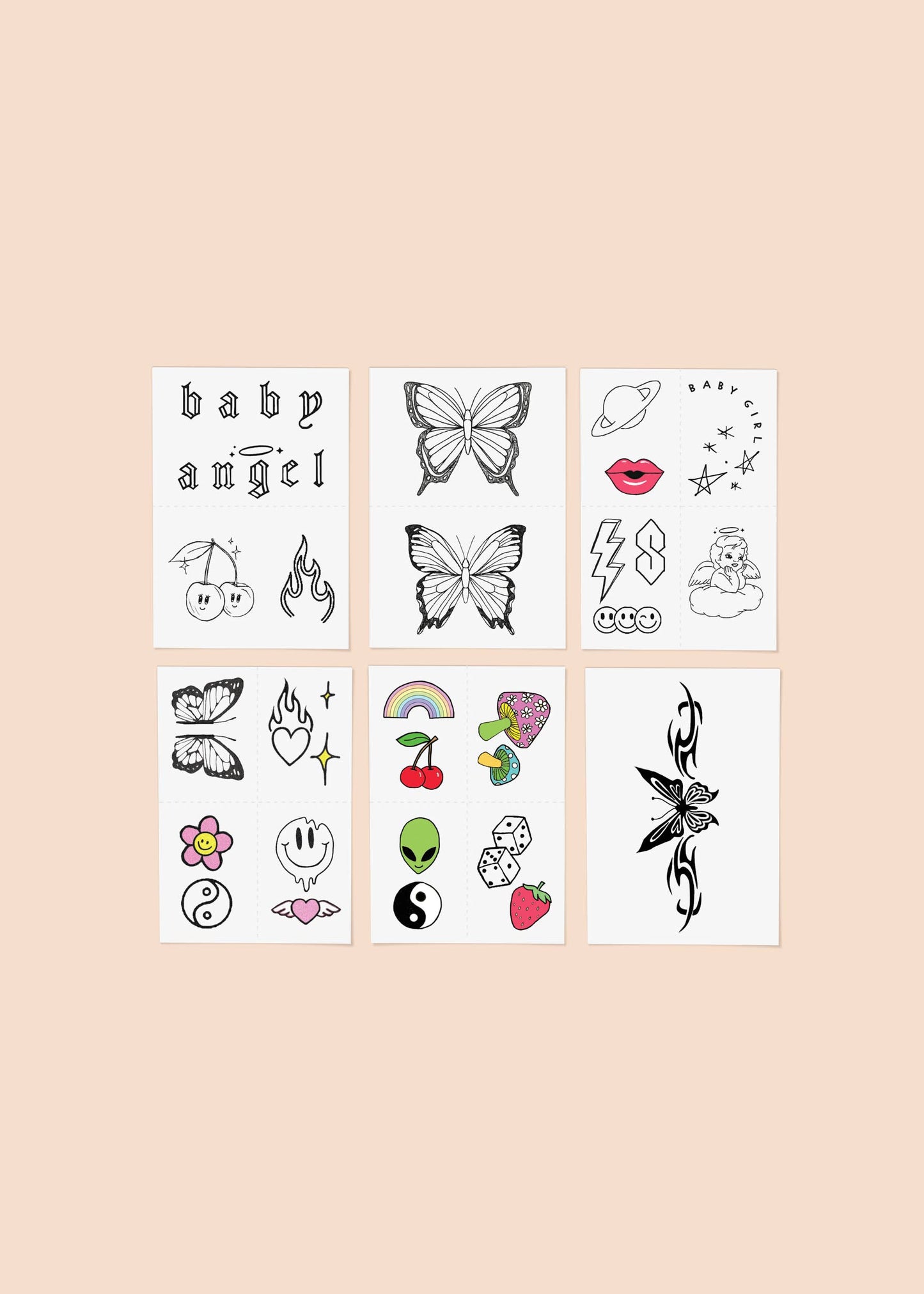 Y2K Nostalgia Temporary Tattoo Pack
