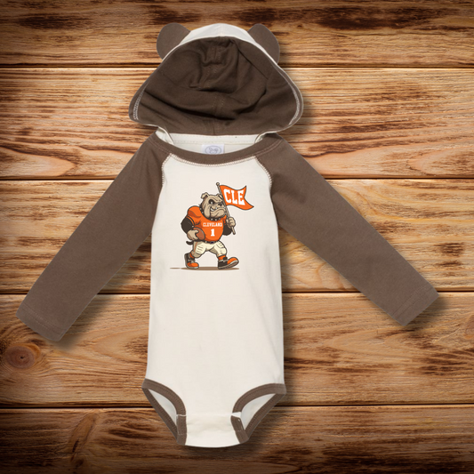 Cleveland Dawg Hooded Ear Long Sleeve Bodysuit