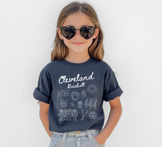 Cleveland Baseball Doodle - Children's Tee