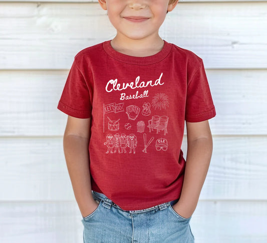 Cleveland Baseball Doodle - Children's Tee