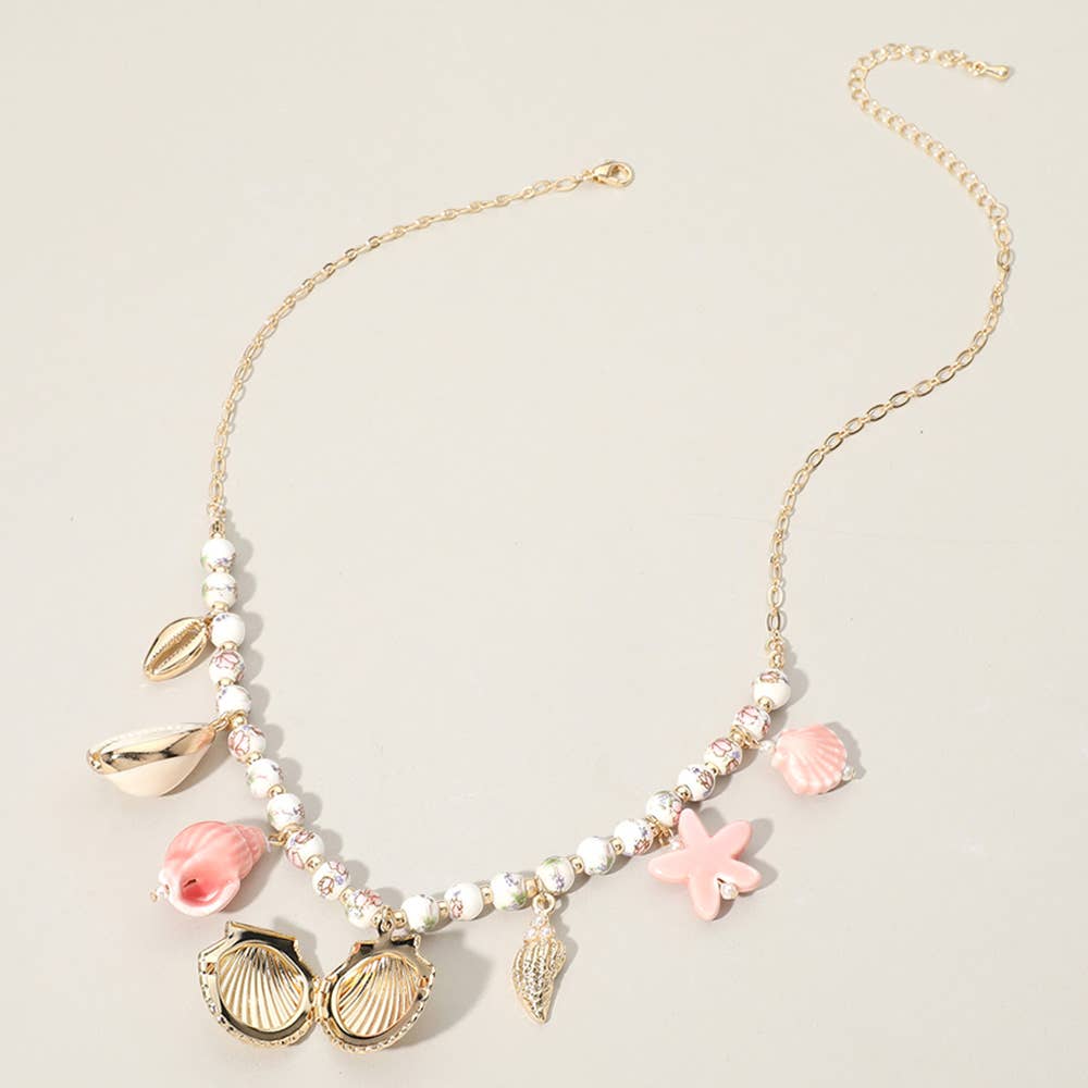 Sea Shell Locket Charm Necklace