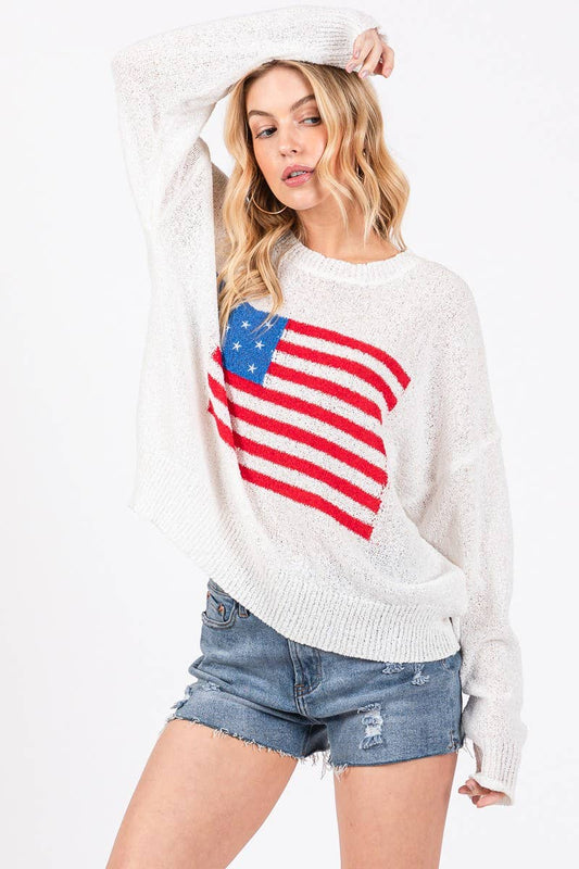 AMERICAN FLAG LIGHT SWEATER