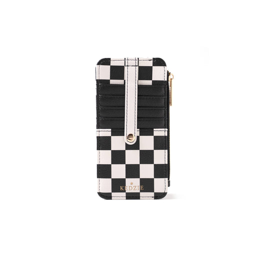 Black Checkered Kedzie Zippered Wallet