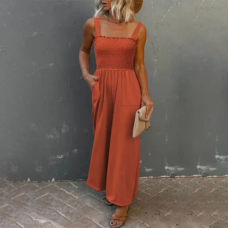 Rust Wide Lig Jumpsuit