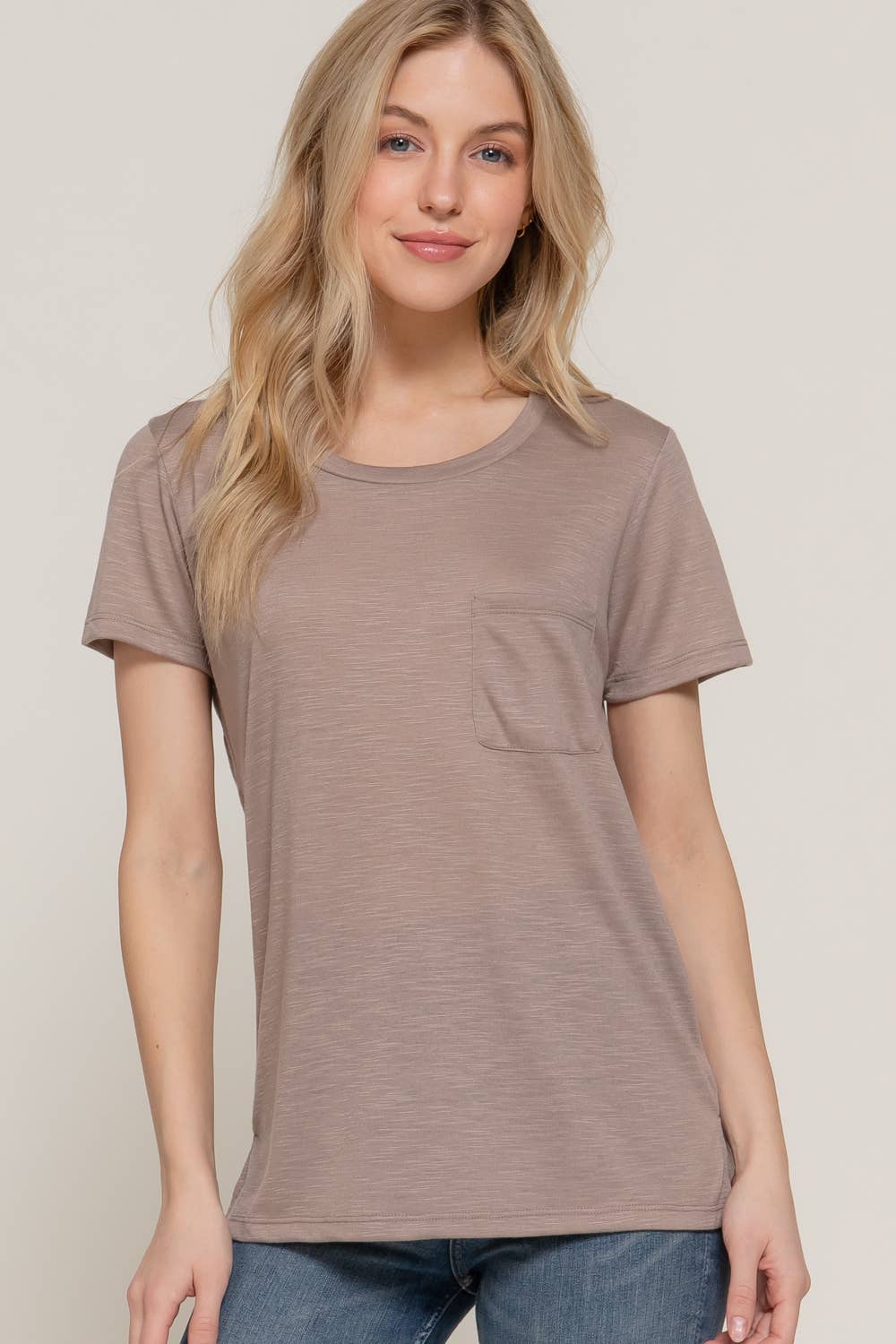 Stone Khaki Pocket Slub Tee