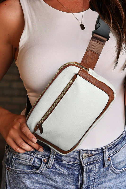 White Faux Leather Crossbody Bag