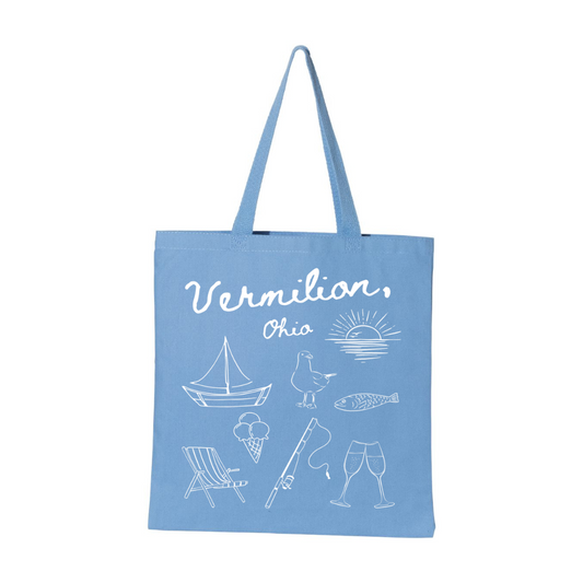 Vermilion Coastal Doodle Tote Bag