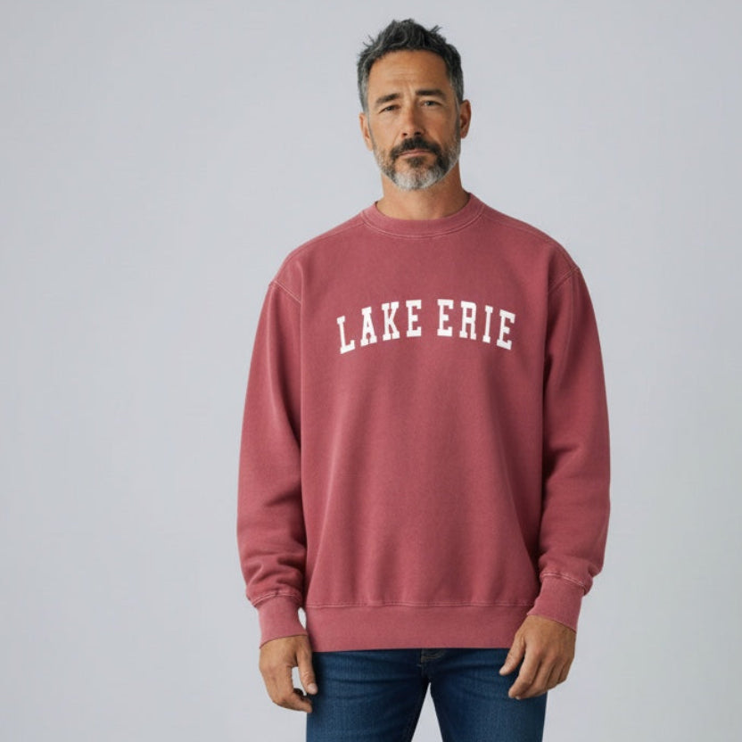 Lake Erie Coastal Red Pullover Crew