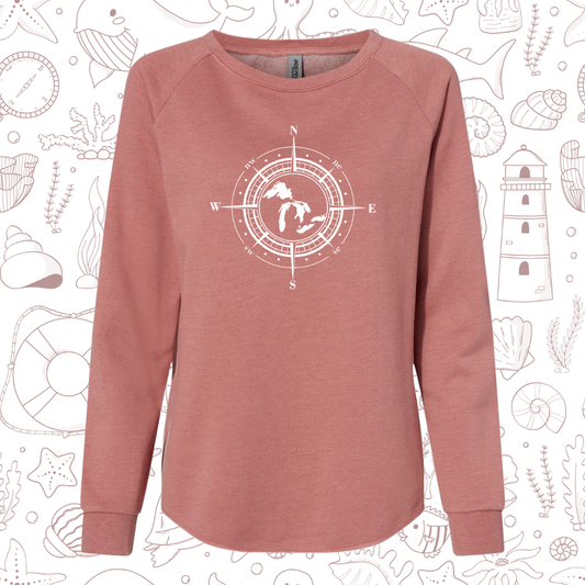 Great Lakes Compass Ladies Wave Wash Sweatshirt