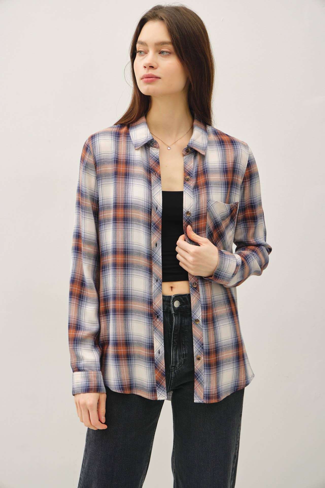 VINTAGE RED PLAID LONG SLEEVE BUTTON UP SHIRT