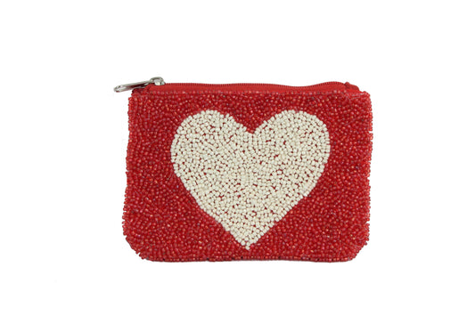 HEART beaded Coin Purse