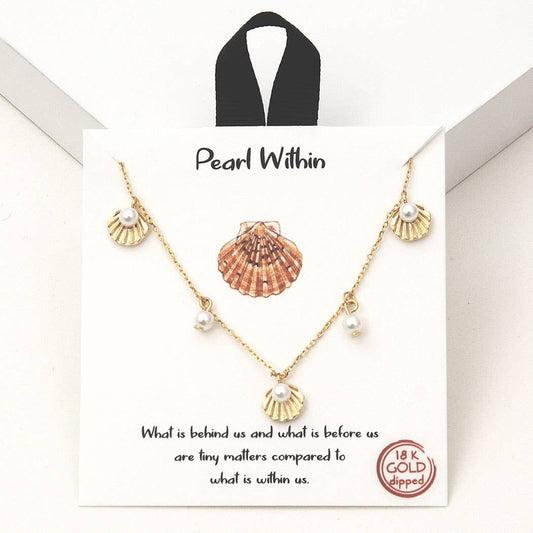 Shells and Pearls Charm Necklace