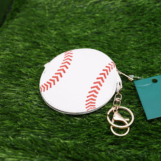 Baseball Coin Zipper Pouch Keychain