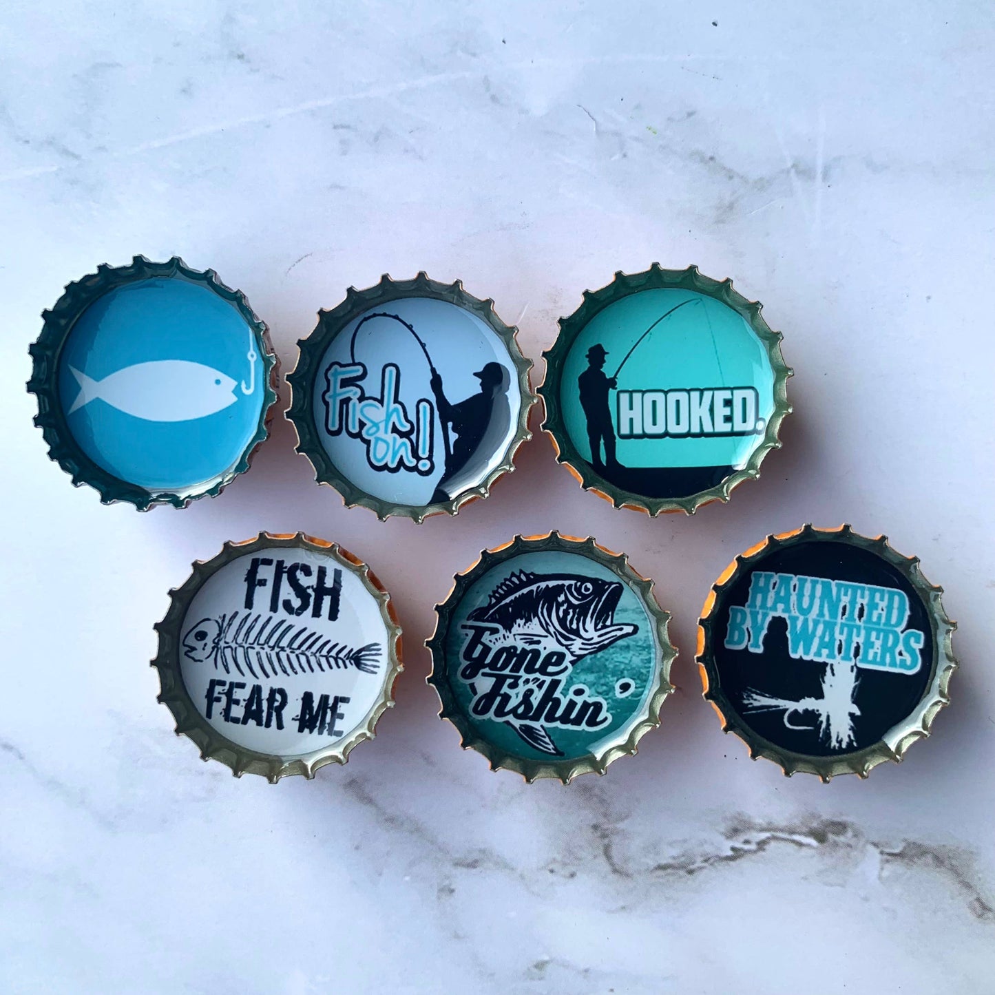 Fishing Bottle Cap Magnet Set