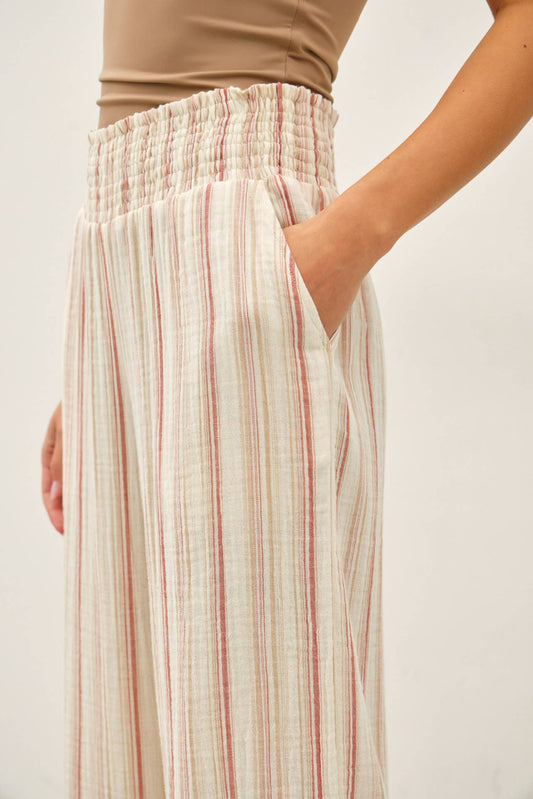 Terracotta Double Gauze Wide Leg Pants