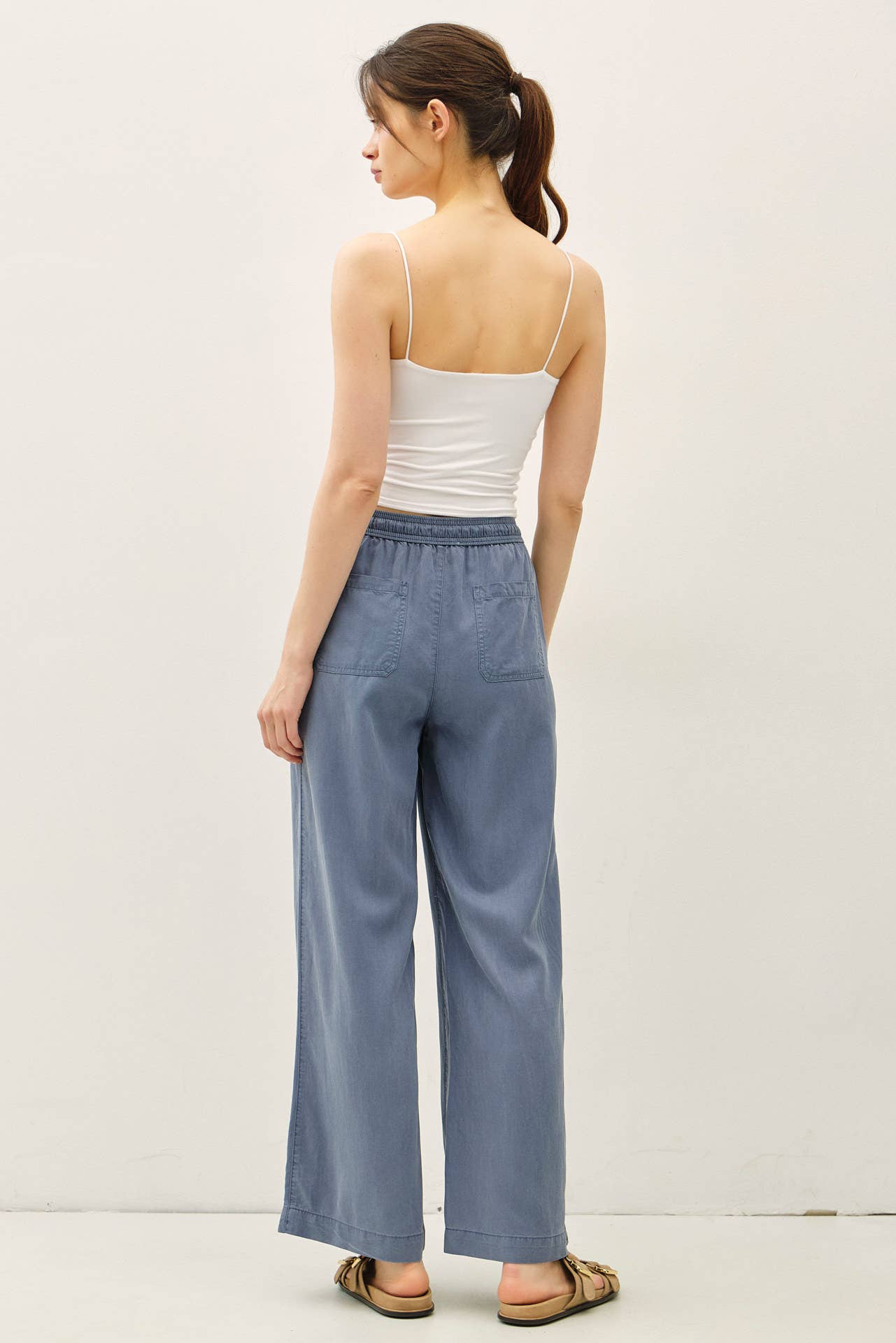 Denim Tencel Wide Leg Pants