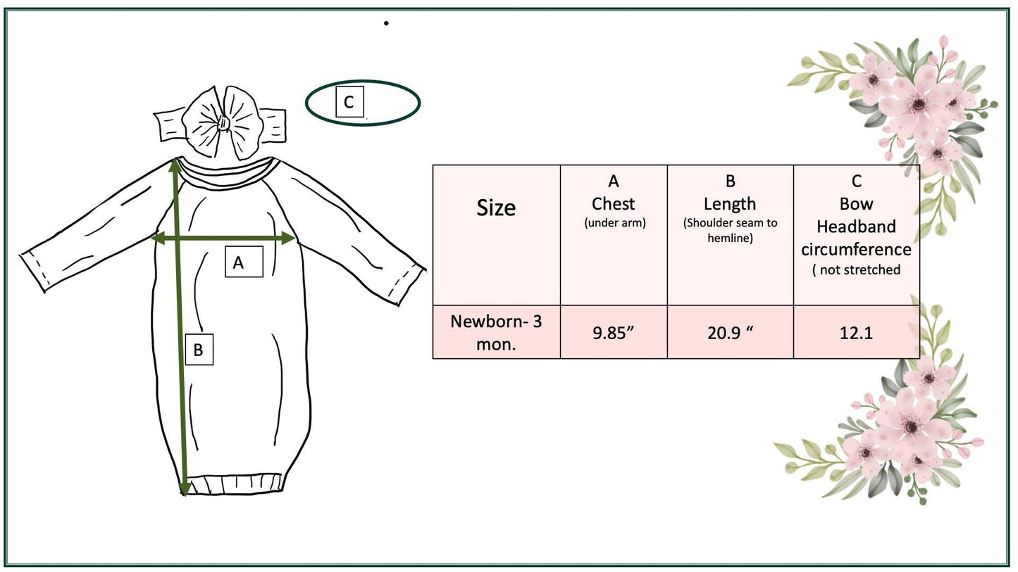 Botanical Ecru Infant Baby Gown + Bow Set