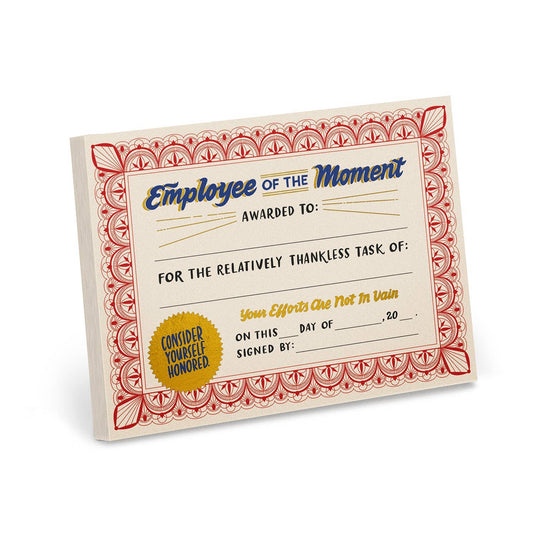 Employee of the Moment Certificate Notepad