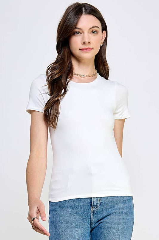 WHITE CREWNECK DOUBLE LAYERED TOP