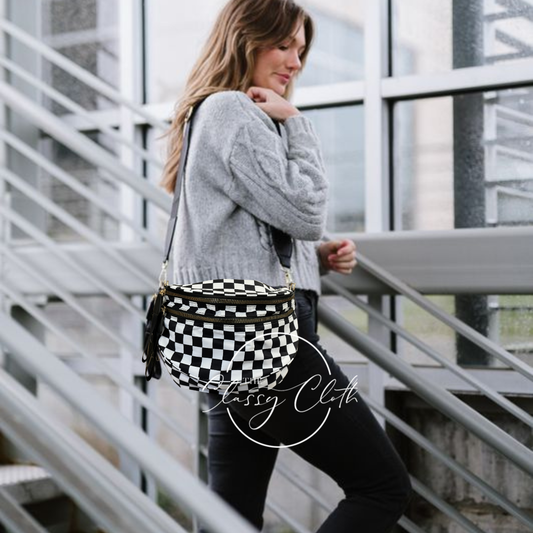 Black Checkered Farah Sling Bag