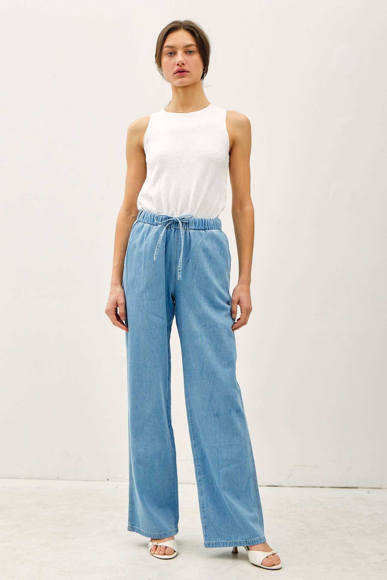 Chambray Wide Leg Pants