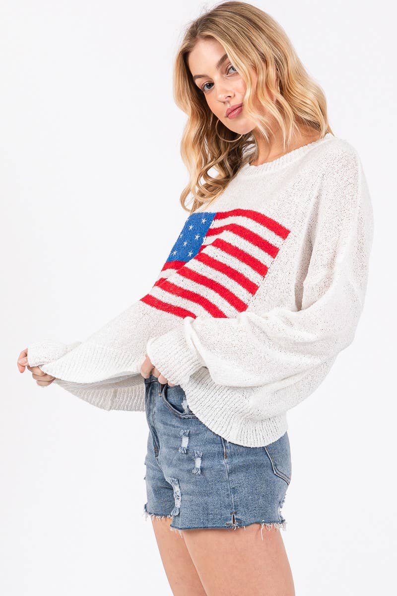 AMERICAN FLAG LIGHT SWEATER