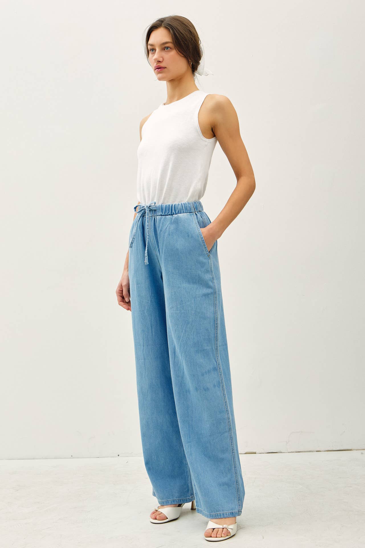 Chambray Wide Leg Pants