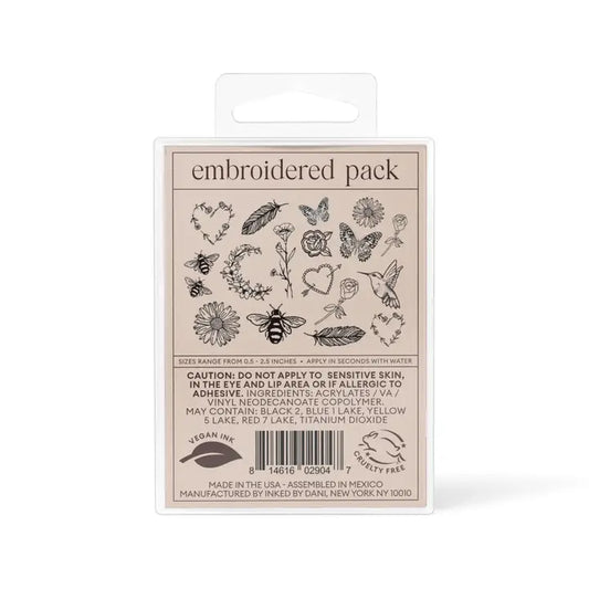 Embroidered Temporary Tattoo Pack