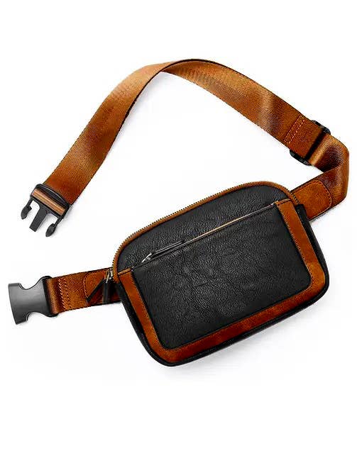 Black Faux Leather Crossbody Bag