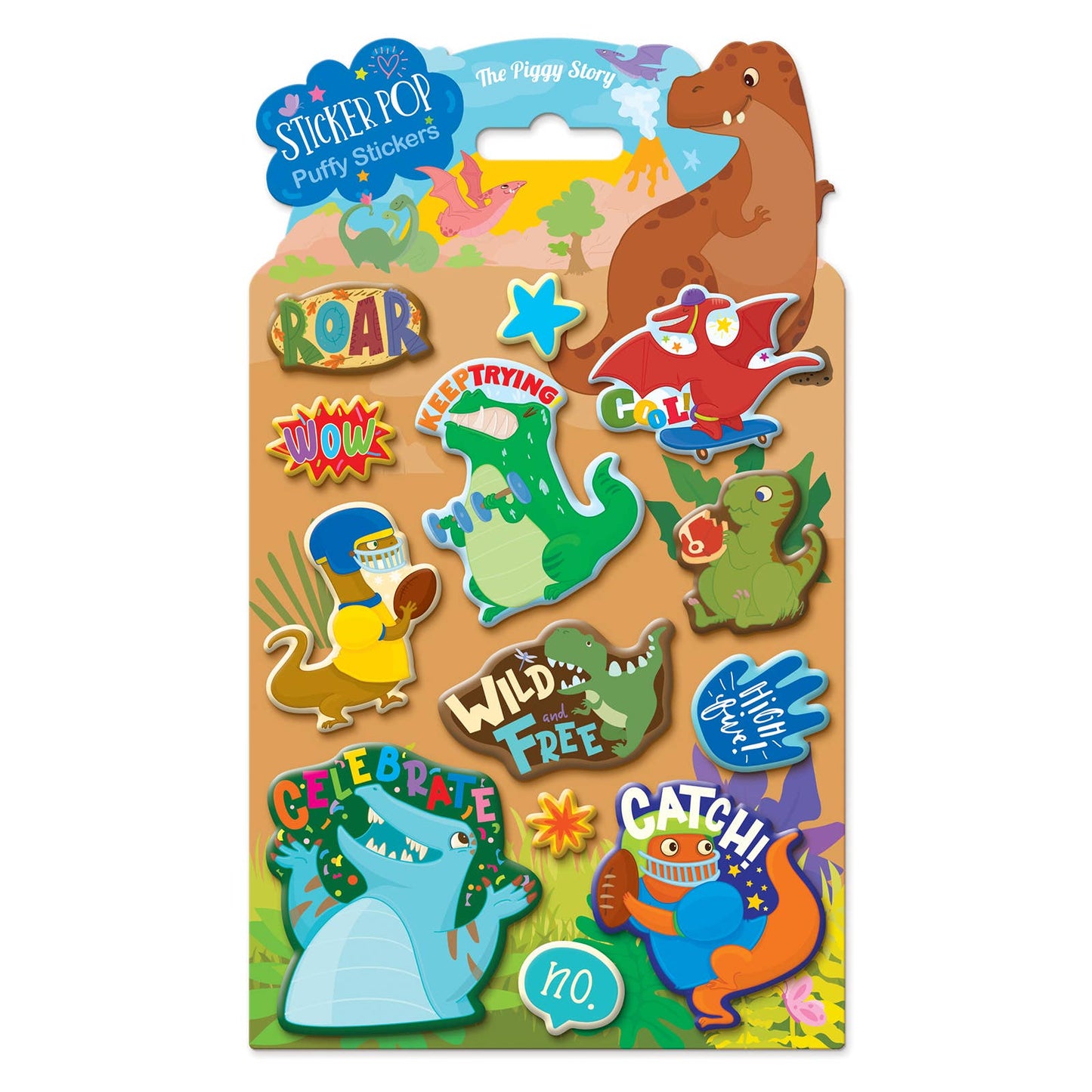 Sporty Dinos - Sticker Pop Puffy Stickers