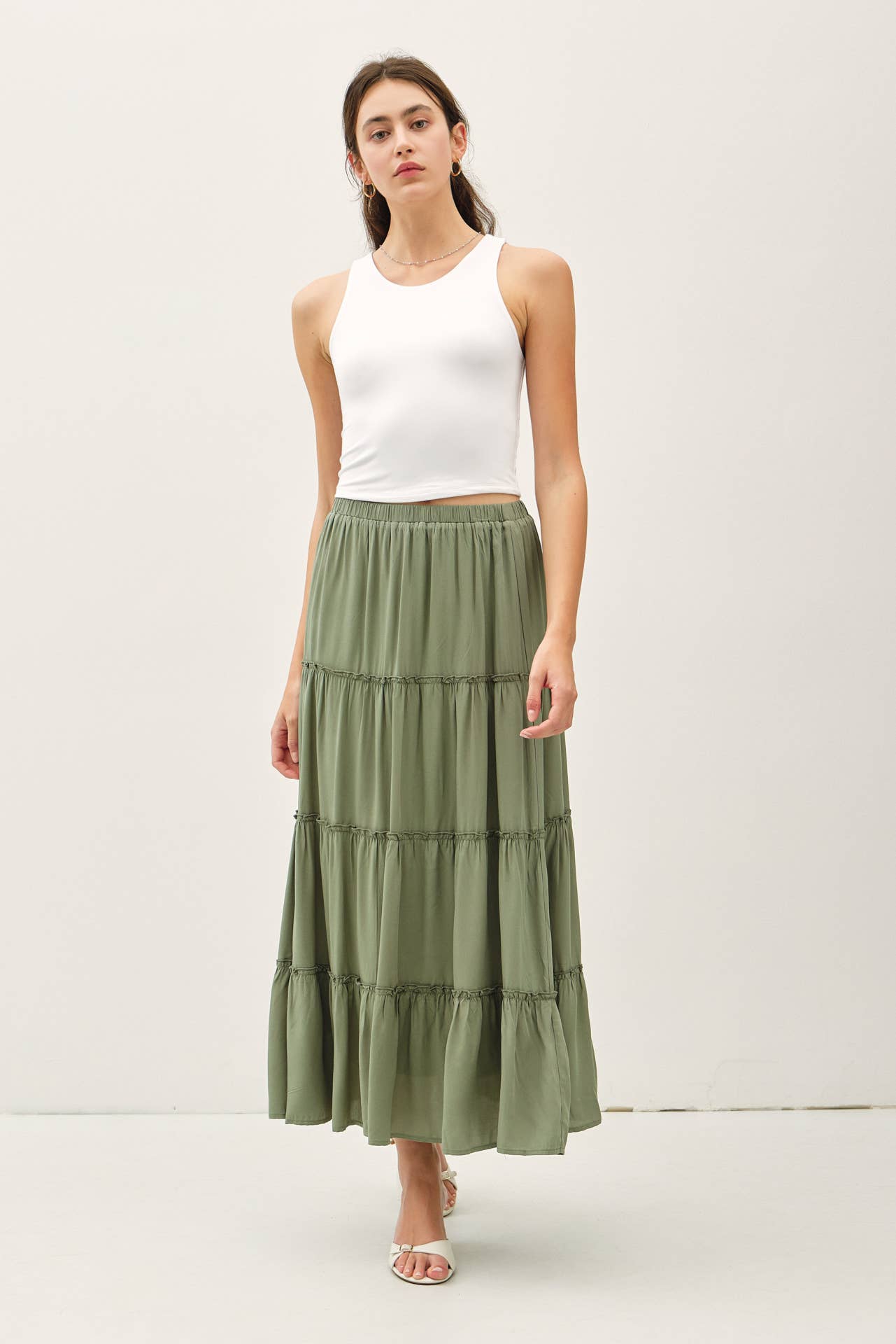 Off White High Neck Cropped Tank