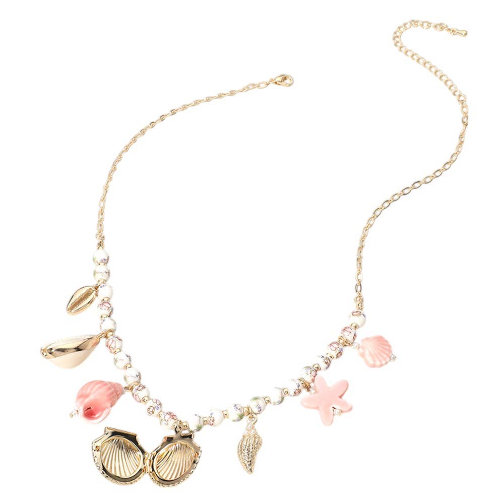 Sea Shell Locket Charm Necklace
