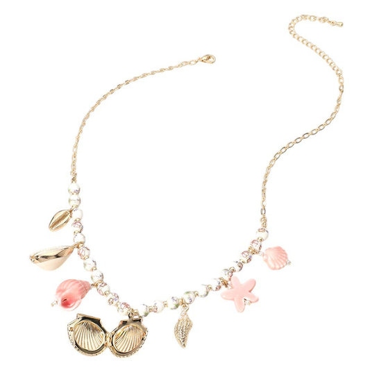 Sea Shell Locket Charm Necklace