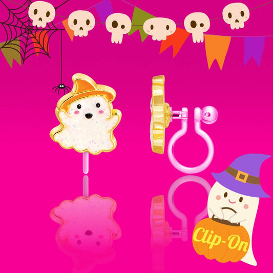 Glitter Ghost - Clip On Earrings